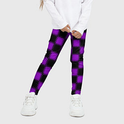 Леггинсы для девочки Фиолетовый черный узор Шахматка, цвет: 3D-принт — фото 2