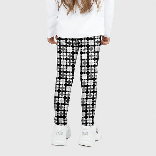 Детские легинсы Черно-белый геометрический мелкий узор / 3D-принт – фото 4