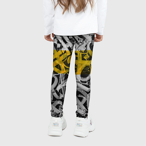 Детские легинсы Yellow Callicraphic / 3D-принт – фото 4
