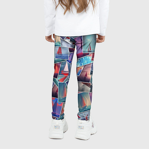 Детские легинсы Корабли с алыми парусами: арт нейросети / 3D-принт – фото 4