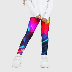 Леггинсы для девочки Neon stripes color, цвет: 3D-принт — фото 2
