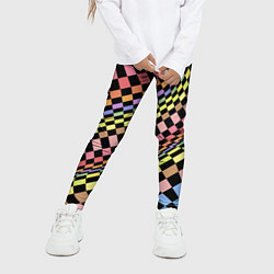 Леггинсы для девочки Colorful avant-garde chess pattern - fashion, цвет: 3D-принт — фото 2