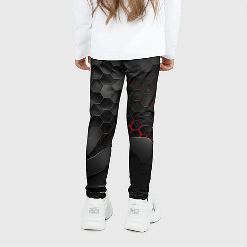 Детские легинсы Черные абстрактные плиты / 3D-принт – фото 4