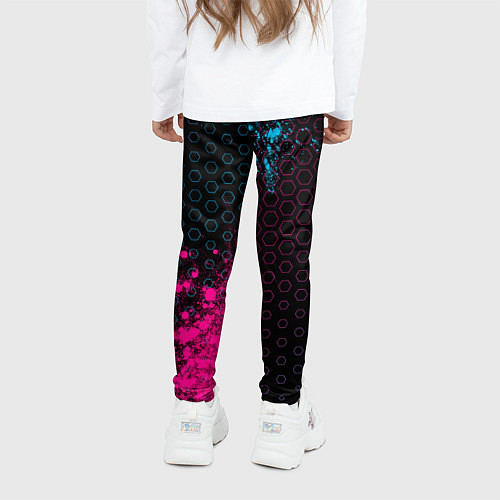 Детские легинсы Mitsubishi - neon gradient: надпись, символ / 3D-принт – фото 4