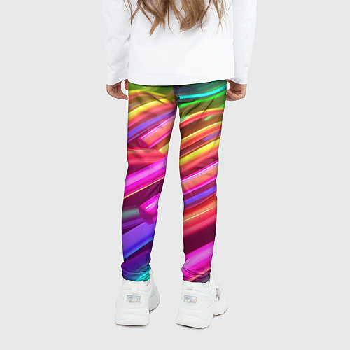 Детские легинсы Неоновые радужные волны / 3D-принт – фото 4