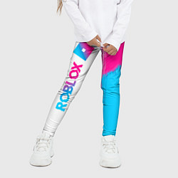 Леггинсы для девочки Roblox neon gradient style: по-вертикали, цвет: 3D-принт — фото 2