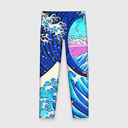Леггинсы для девочки Большая волна в Канагаве сакура, цвет: 3D-принт