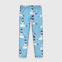 Леггинсы для девочки Снеговик на сугробе, цвет: 3D-принт