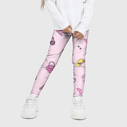 Леггинсы для девочки Барби аксессуары - розовый паттерн, цвет: 3D-принт — фото 2