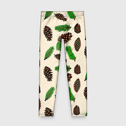 Леггинсы для девочки Зимний узор - еловые ветки и шишки, цвет: 3D-принт