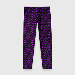 Леггинсы для девочки Фиолетовые ромбы на чёрном фоне, цвет: 3D-принт
