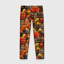 Леггинсы для девочки Осенний город на горе, цвет: 3D-принт