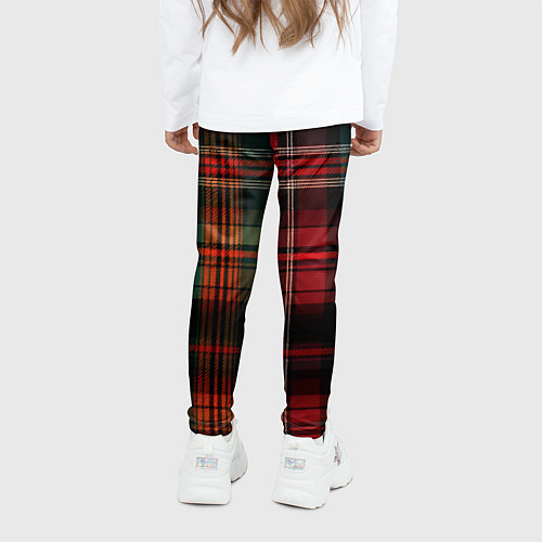 Детские легинсы Красно-зелёная шотландская клетка / 3D-принт – фото 4