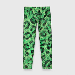 Леггинсы для девочки Зелёный леопард паттерн, цвет: 3D-принт