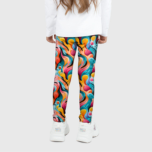 Детские легинсы Разноцветные кляксы паттерн / 3D-принт – фото 4