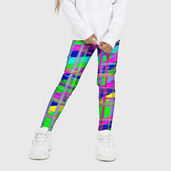 Леггинсы для девочки Неоновые перпендикулярные полосы, цвет: 3D-принт — фото 2