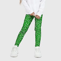 Леггинсы для девочки Белые пузырьки на зелёном фоне, цвет: 3D-принт — фото 2