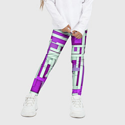 Леггинсы для девочки Полосы на фиолетовом фоне, цвет: 3D-принт — фото 2