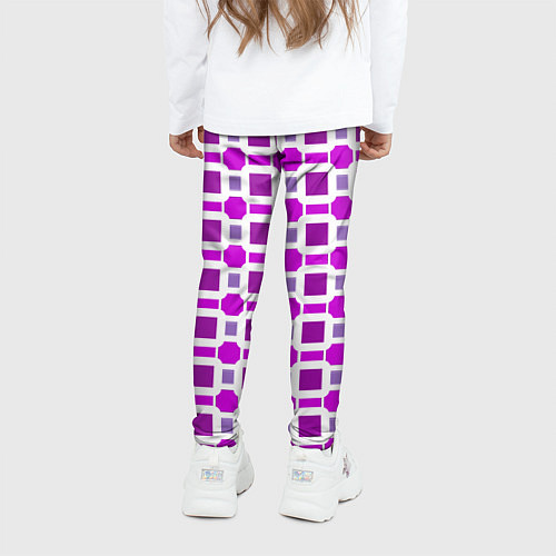 Детские легинсы Фиолетовые кирпичики и белые полосы / 3D-принт – фото 4