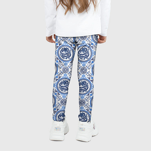Детские легинсы Драконы в стиле гжели / 3D-принт – фото 4