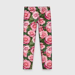 Леггинсы для девочки Розовые розы паттерн, цвет: 3D-принт