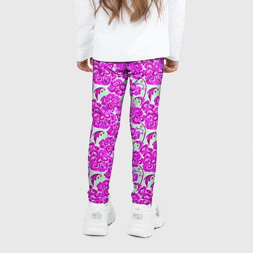 Детские легинсы Розовая гжель / 3D-принт – фото 4