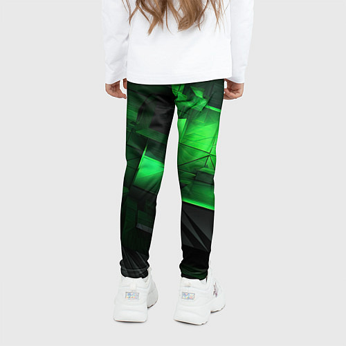 Детские легинсы Зеленая и черная абстракция геометрическая / 3D-принт – фото 4