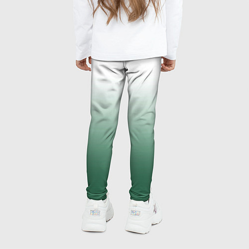 Детские легинсы Туманный градиент бело-зелёный / 3D-принт – фото 4