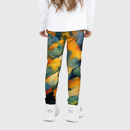 Детские легинсы Жёлтые и синие мазки / 3D-принт – фото 4
