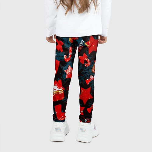 Детские легинсы Рождественские узоры красные / 3D-принт – фото 4