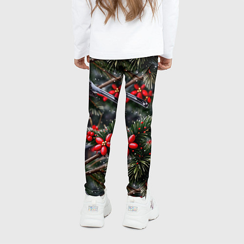 Детские легинсы Рождественская птица пересмешник / 3D-принт – фото 4