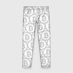 Детские легинсы Биткоин патерн на белом фоне