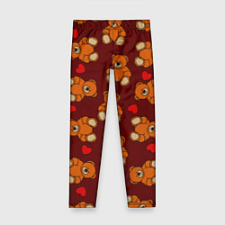 Детские легинсы Игрушечные влюбленные мишки и сердца