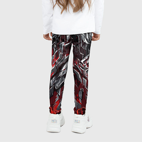Детские легинсы Острый металл красный / 3D-принт – фото 4