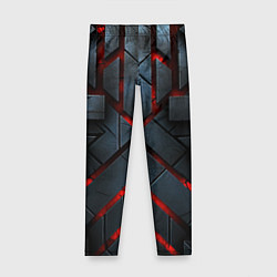 Леггинсы для девочки Красное свечение в черной абстракции, цвет: 3D-принт