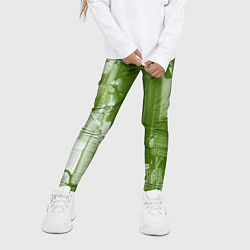 Леггинсы для девочки Текстура белой и зелёной краски, цвет: 3D-принт — фото 2