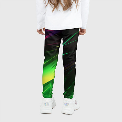 Детские легинсы Geometry stripes кислотный неон / 3D-принт – фото 4