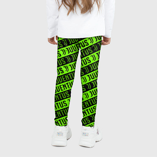 Детские легинсы Juventus green pattern sport / 3D-принт – фото 4