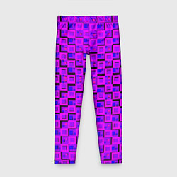 Леггинсы для девочки Фиолетовые квадраты на чёрном фоне, цвет: 3D-принт