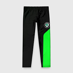Леггинсы для девочки Skoda pattern sport green, цвет: 3D-принт