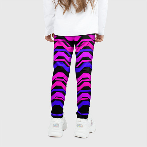 Детские легинсы Розовые техно полосы на чёрном фоне / 3D-принт – фото 4