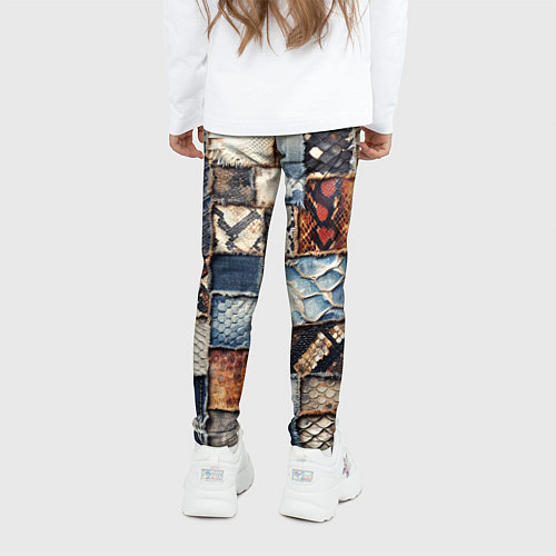 Детские легинсы Змеиная кожа - пэчворк / 3D-принт – фото 4