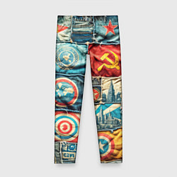 Леггинсы для девочки Пэчворк джинсы в СССР, цвет: 3D-принт