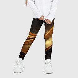 Леггинсы для девочки Золотая стильная абстракция на черном фоне, цвет: 3D-принт — фото 2
