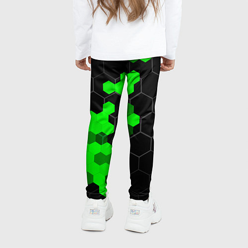 Детские легинсы SsangYong green sport hexagon / 3D-принт – фото 4