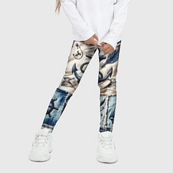 Леггинсы для девочки Пэчворк с якорем - джинсовка моряка, цвет: 3D-принт — фото 2