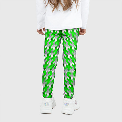 Детские легинсы Зелёно-белый паттерн / 3D-принт – фото 4