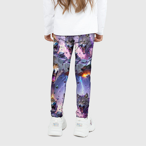 Детские легинсы Волки и молнии / 3D-принт – фото 4