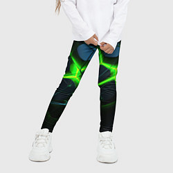 Леггинсы для девочки Зеленый неон и разлом плит, цвет: 3D-принт — фото 2