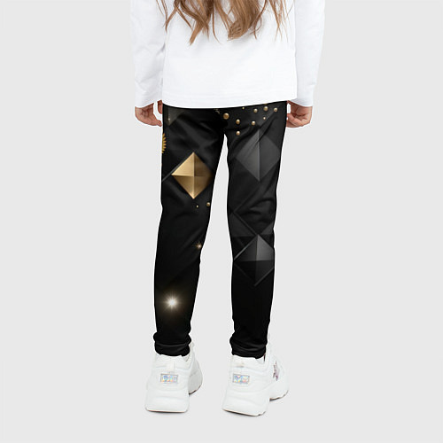 Детские легинсы Золотой герб России на черно-золотой текстуре / 3D-принт – фото 4